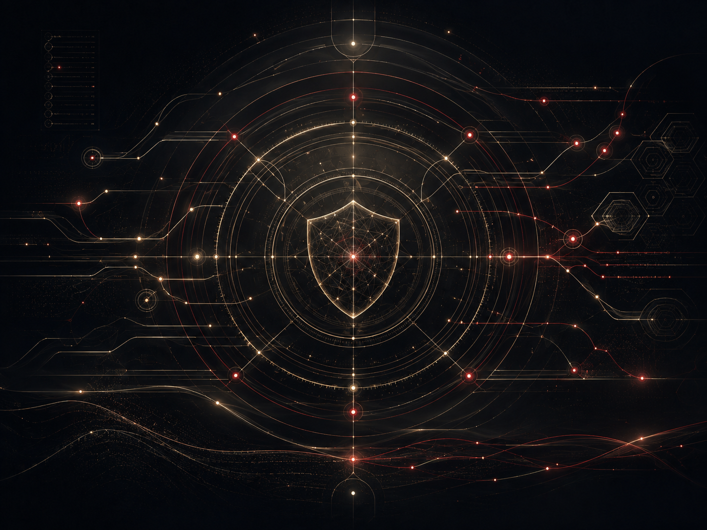 Abstract neural network and shield visualization representing AI governance and enterprise risk