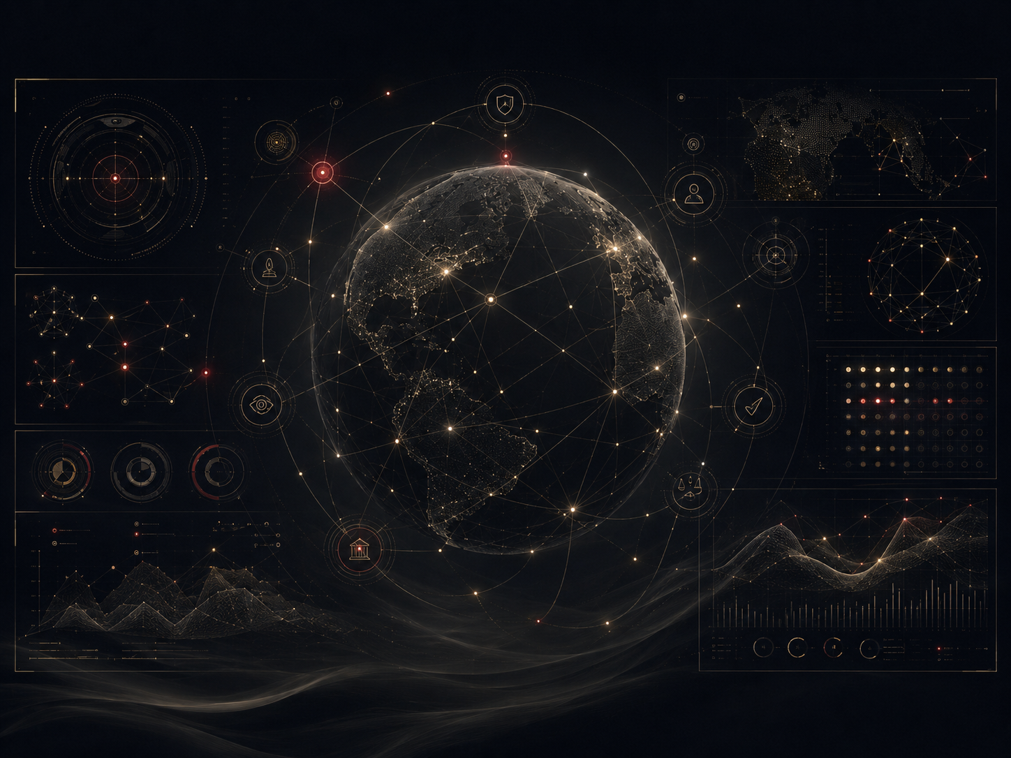 Global intelligence network showing interconnected geopolitical, regulatory, and technology signals